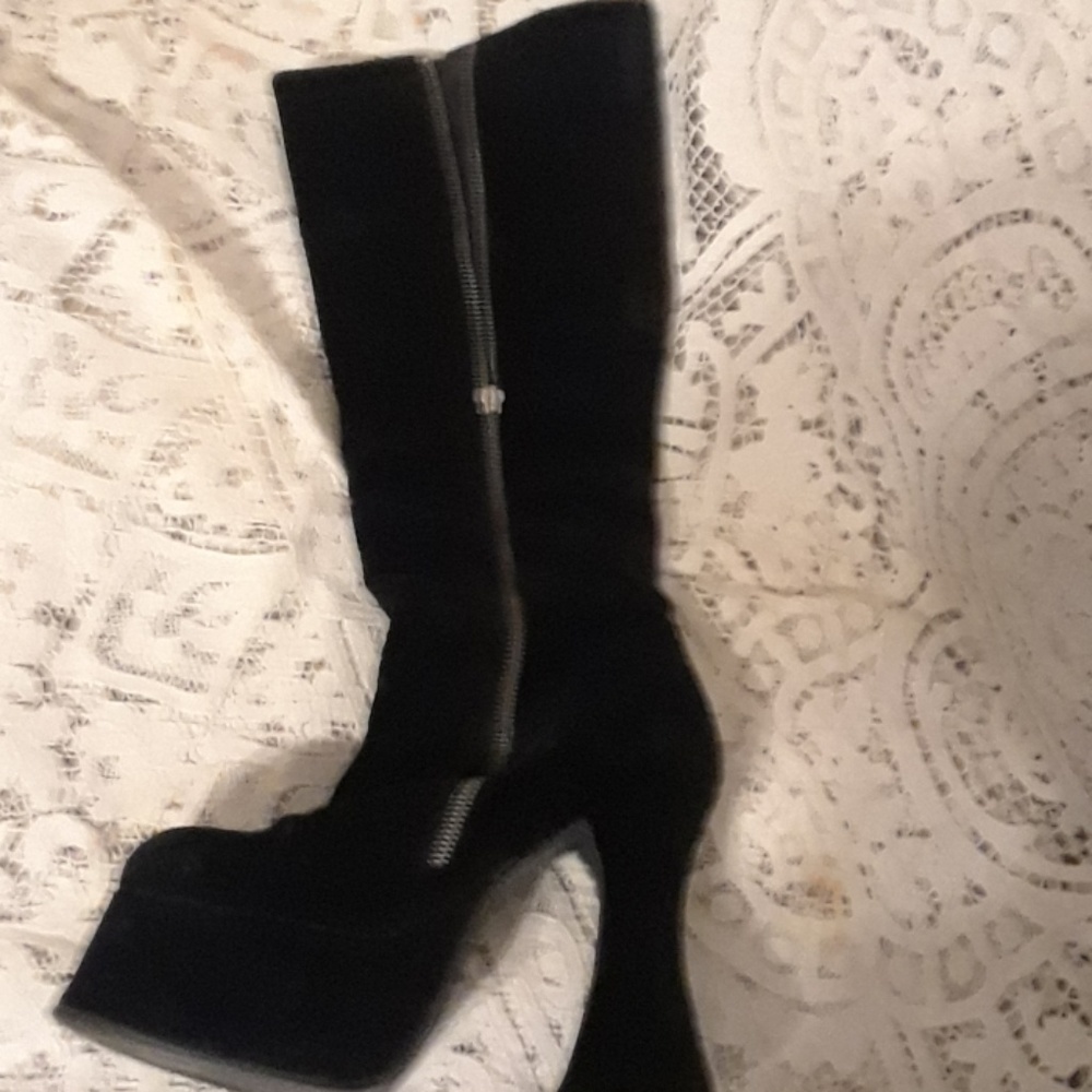 Knee high velvet boots